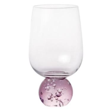 Imagem de Copo Taça Base Esfera Em Vidro Transparente e Rosa 540Ml - Ribeiro e P
