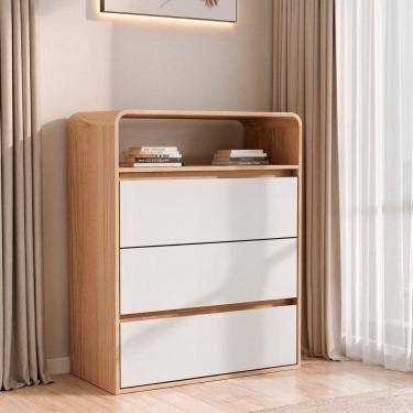 Imagem de Cômoda 3 Gavetas Aurora Carvalho Marrom/ OFF White