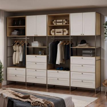 Imagem de Guarda-roupa Closet Industrial Mdf com Frentes Provençal Infinity Savana/Branco