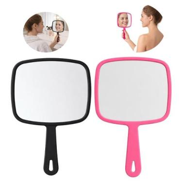 Imagem de 2 Espelhos de Mão Retangular Para Salão Cabelo Maquiagem - Ami, 3
