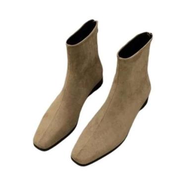 Imagem de Bota Nude Com Zíper Traseiro E Salto Alto Para Mulheres, Elegante E Ju