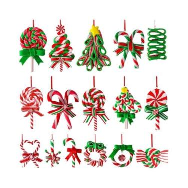 Imagem de Enfeites De Natal Coloridos De Madeira Em Formato De Pirulito, 16/32 P