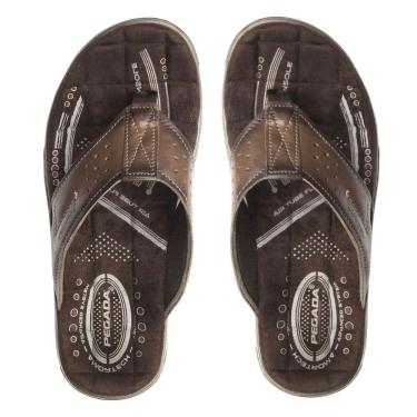 Imagem de Chinelo de Dedo Masculino em Couro Dia a Dia Conforto Pegada