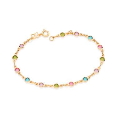 Imagem de Pulseira Com Cristais Folheada Ouro Rommanel 550667, Dourado