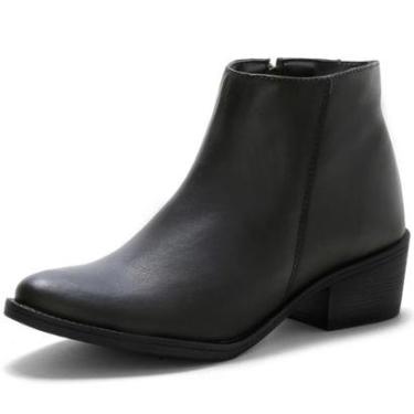 Imagem de Bota Pórtice Em Couro Cano Curto Com Zíper Sola Preta-Feminino