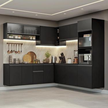Imagem de Armário de Cozinha Completa de Canto 445 cm Suspenso Preto Nice Madesa 03