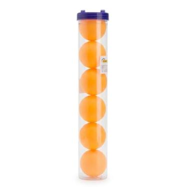 Imagem de Kit 6 Bolas De Ping Pong Laranja Com Tubo Para Transporte Esferas ABS 4cm Quique Uniforme Alta Visibilidade Conjunto Pratica Amadora Lazer Escolar