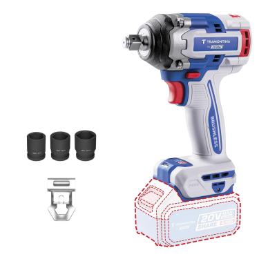 Imagem de Chave de Impacto Tramontina by TOTAL 1/2" 20V 500 N.m Brushless com LED e Soquetes