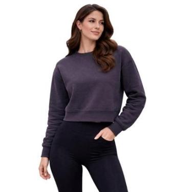 Imagem de Blusa Moletom Manga Longa Básica Feminina Lunender 00694 Marrom-Feminino