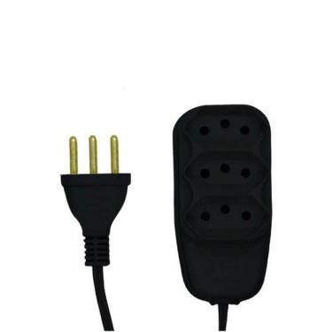 Imagem de Extensão Elétrica Tripla Extensão Tripla 4,5 Metros 3P 10A Cabo Longo Preta Ilumi Materiais