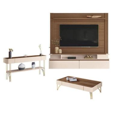Imagem de Home Suspenso Astor Castanho Off White Com Mesa De Centro Cadenza E Ap