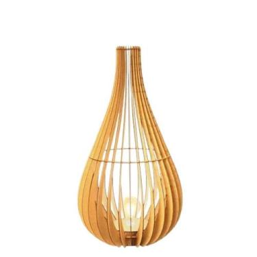 Imagem de Abajur Grande De Chão Tulipa Mdf Luminária Mdf Cru - LENOBRE, Bivolt