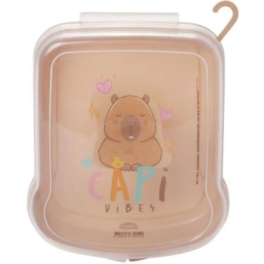 Imagem de Sanduicheira Capivara Capi para Transportar Sanduíches e Snacks em Plástico com Tema Infantil Marrom Plasútil