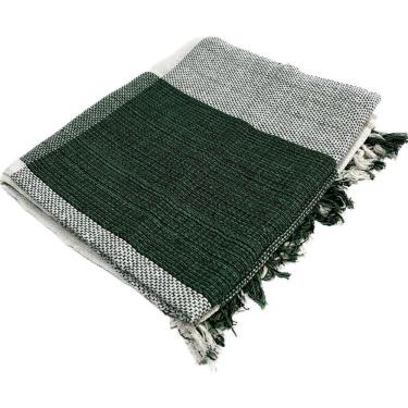 Imagem de Manta para Sofá Luxo Gigante 120x210 100% Algodão Protetora Decorativa Verde Mesclado com Cru OEM