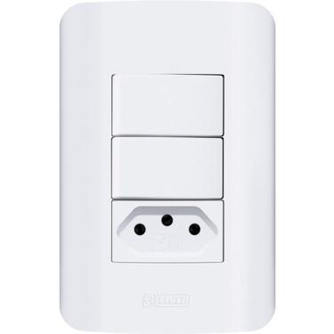 Imagem de Tomadas e Interruptores Linha Canoa com Placas 4x2 e 4x4 10A e 20A sem Parafuso Aparente Branco OEM