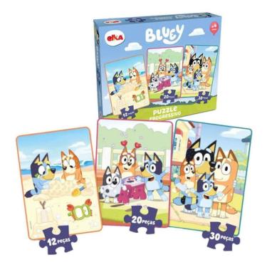 Imagem de Quebra Cabeça Bluey Progressivo 3 Jogos Educativo Pedagogico