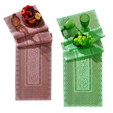 Imagem de Trilho para Mesa Renda Color 100% Poliéster 40CM X 150CM 02 Unidades Rose e Pistache In...