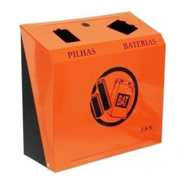 Imagem de Suporte para Descarte de Pilhas e Baterias com Adesivo para Separação de Resíduos Laran...