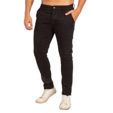 Imagem de Calça Masculina Sarja com Elastano Bolso Chino Alfaiataria Social Wolfgan-Masculino