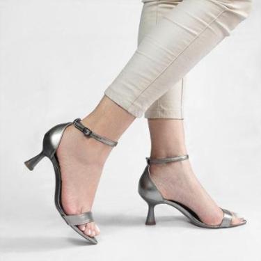 Imagem de Sandália Bico Folha Salto Taça Aisha Chumbo PRATA | #E6E6E6 38-Feminino