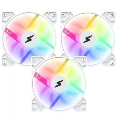 Imagem de Kit Fan Com 3 Unidades SuperFrame Swift, ARGB, 120mm, White, Com Contr