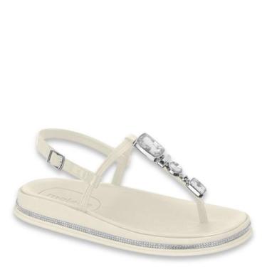 Imagem de Sandália Feminina Flatform Pedraria Conforto Moleca 5509.204, Branco o