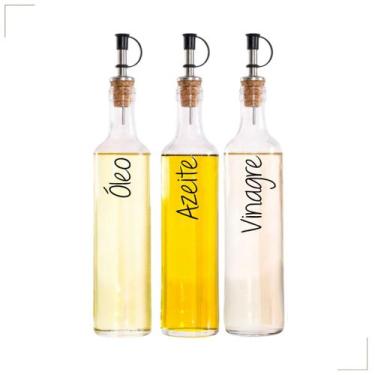 Imagem de Galheteiros de Vidro 500ml  Bico Dosador Cortiça  Vinagre  Azeite  Sho