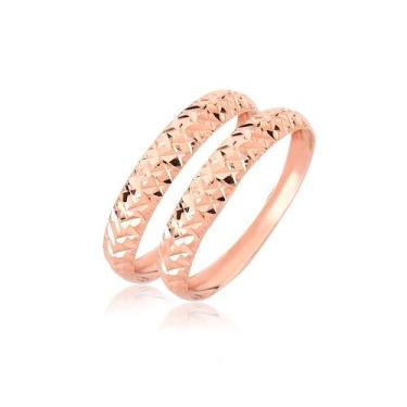 Imagem de Par De Aparadores Anel Ouro ROSÉ 18k Maciço Puro 2 Anéis Tamanho:11 - 