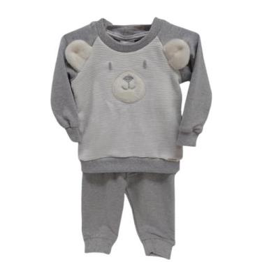 Imagem de Conjunto Moletinho Blusa Calça Bebê Menino Paraiso Rf 14678, Mescla, P