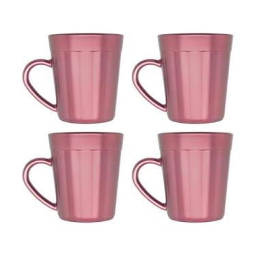 Imagem de Jogo de Canecas de Vidro Rose 270ml Copo Americano - Coleções Metálico