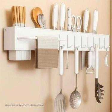 Imagem de Suporte De Cozinha Organizador Suspenso Parede Branco - 3KAM