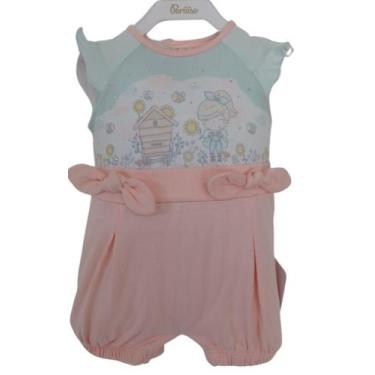 Imagem de Macacão Curto Bebê Menina Estampado Le Bhua / Paraiso 13750, Pêssego c