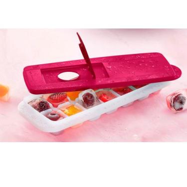 Imagem de Forma de Gelo 14 Cubos com tampa Tupperware, vermelha