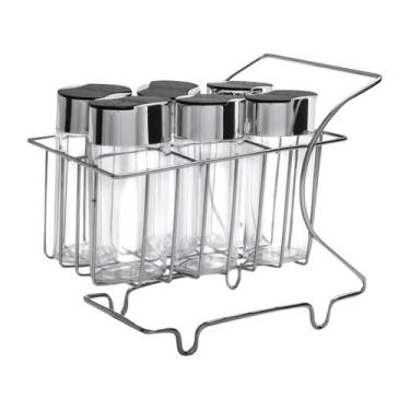 Imagem de Porta Temperos e Condimentos 6 Potes Mini Carrinho - Arthi, Prata