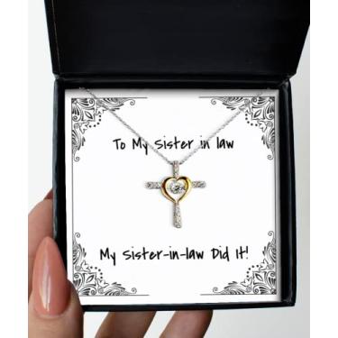 Imagem de Presentes úteis para irmãs da Sister in Law Gifts, My Sister-in-Law Did It!, colar de dança de cruz de Natal sarcástico, presentes para irmãs