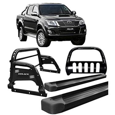 Imagem de Kit quebra mato+Estribo Plat +Santo Ant H3 Hilux Preto 05/15