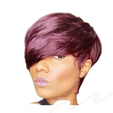 Imagem de Wig/Peruca Talita 100% cabelo humano, sedoso,curto, com ondulação natural (Red - Bordô)