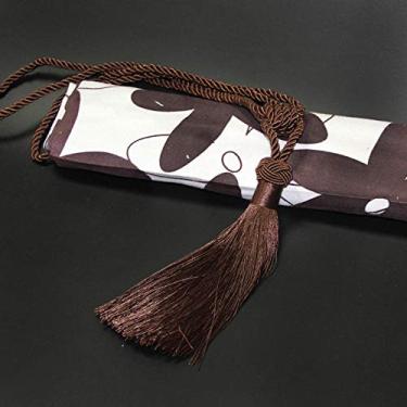 Imagem de 1 peça tecer borla cortina corda tieback diy simples bola pendurada borla tie backs Holdbacks cortina atadura decorativa para casa, café escuro, 92 cm