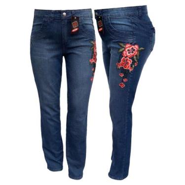 Imagem de Calça Jeans Feminina Com Detalhe De Flor Plus Size - Razure
