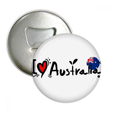 Imagem de I Love Australia Palavra Bandeira Amor Ilustração Coração Abridor de Garrafas Imã de Geladeira Emblema Multifuncional