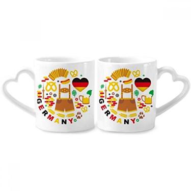 Imagem de Conjunto de canecas de porcelana para casais, bandeira de marco da alfândega, da Alemanha, coração