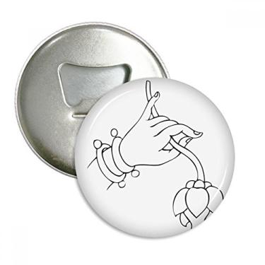 Imagem de Alfândega flor de mão padrão simples abridor de garrafas ímã de geladeira emblema multifuncional