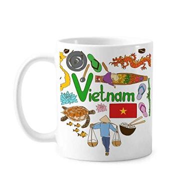 Imagem de Vietnã Love Heart Landscap Caneca Bandeira Nacional Cerâmica Café Porcelana Utensílios de Mesa