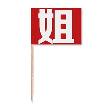 Imagem de Sinalizadores de palito, bandeira chinesa com personagem chinês, decoração de festa
