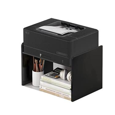 Imagem de KIZQYN Suporte de impressora de mesa de escritório Prateleira de impressora de mesa Rack de impressão de camada dupla Copiadora Rack de armazenamento Prateleira de mesa Impressora de mesa (Cor: Cinza, Tamanho: CH)