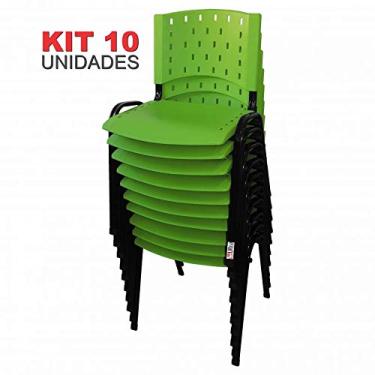 Imagem de Cadeira Empilhável Plástica Verde 10 Unidades - ULTRA Móveis