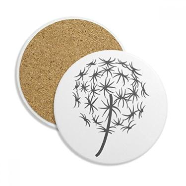 Imagem de Caneca de porta-copos de flor com contorno de dente-de-leão estrela para proteção de mesa, pedra absorvente