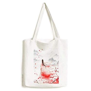 Imagem de Bolsa Mei Xue em estilo chinês vermelho para aquarela, bolsa de compras, bolsa casual