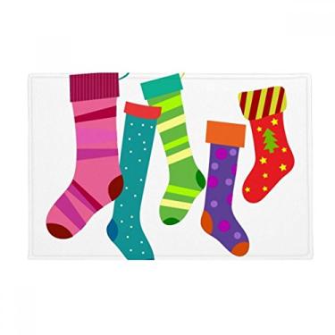 Imagem de DIYthinker Merry Christmas Colorful Stockings Ilustration Tapete antiderrapante Tapete para porta de banheiro