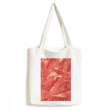 Imagem de Sacola de lona com textura de carne crua e comida de carneiro, bolsa de compras, bolsa casual